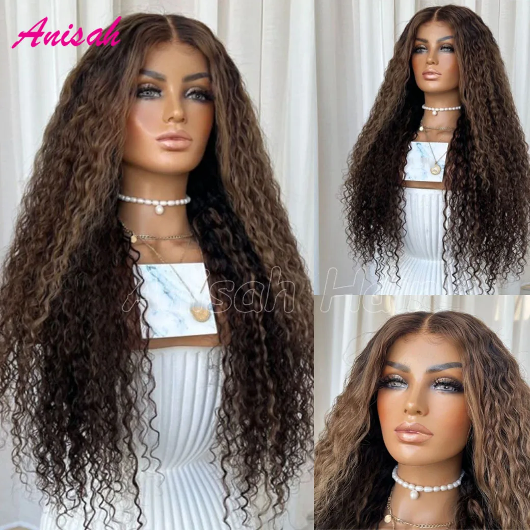 

Ombre Highlight Curly Wigs Glueless Lace Front Human Hair Wigs 200 Density Colored Glueless Lace Closure Wig For Women