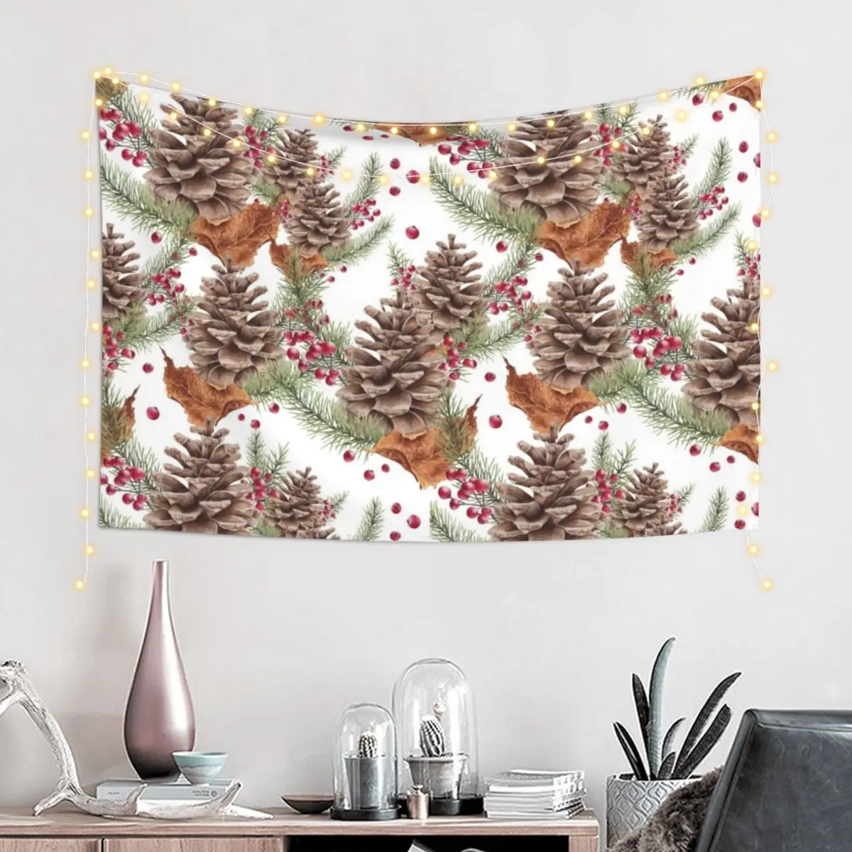 Festive Pinecone // Fine Art Tapestry Mushroom Room Aesthetic Tapestry