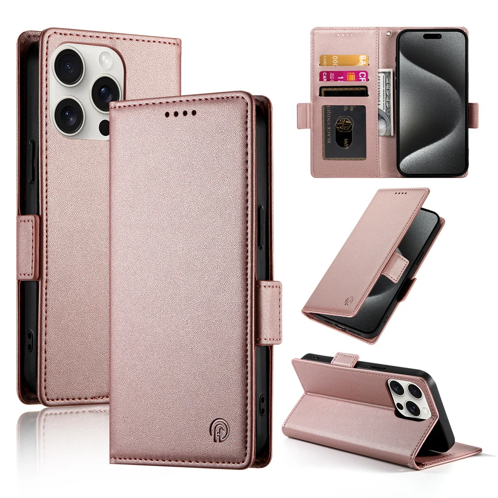 Luxury Flip Leather Phone Case For iPhone 16 15 14 13 12 11 Pro Max Plus X XS XR XSMax MINI Card Solt Photo Frame Cover