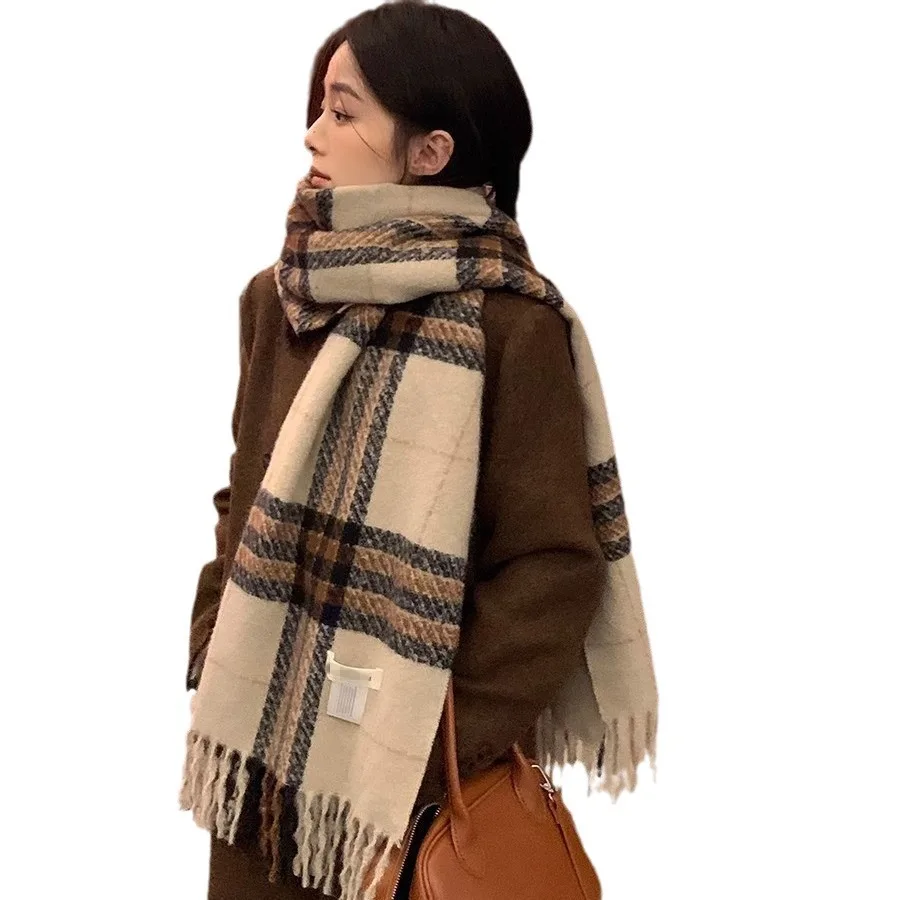 Women British Classic Scarf Female Winter Soft Comfort Korean Version Of Everything Color Red Blue Beige Olive Green Christmas