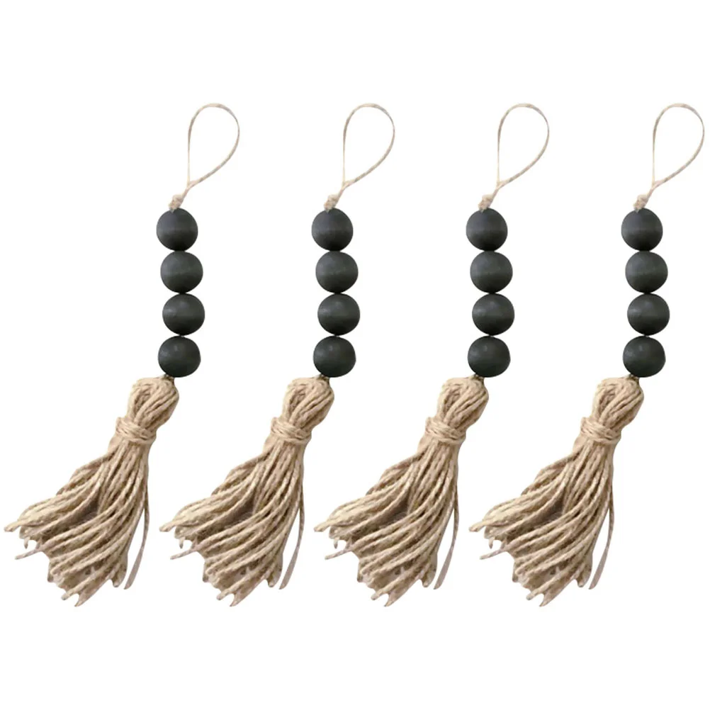 

4 Pcs Decorative Pendant Hanging Farmhouse Bead Wall Prayer Beads Decoration Vintage Home Rustic Style Wooden Door Handle