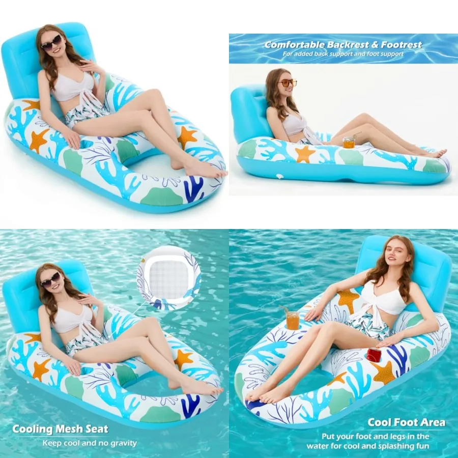 

Inflatable Pool Float Adult - Pool Floaties Lounger Floats Raft Floating Chair Water Floaties for Swimming Pool Lake Lounge Flo