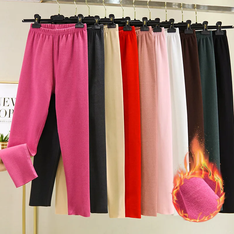 

High Waist Thiened Women's Leggings Sl Double-Sided Fce Inner Wear Tight Autumn Pants Fce Lined Pure Cotton Lon...