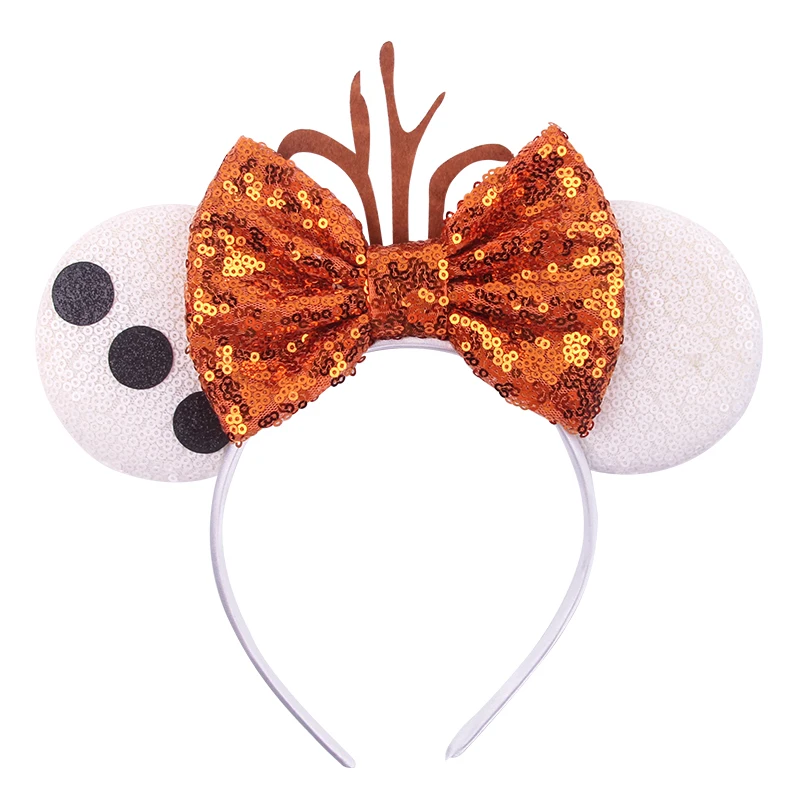 2024 Disney Mickey Mouse Ears Headband Girls Boys Sequin Bow Hairband Women Christmas Festival Party Cosplay Hair Accessories