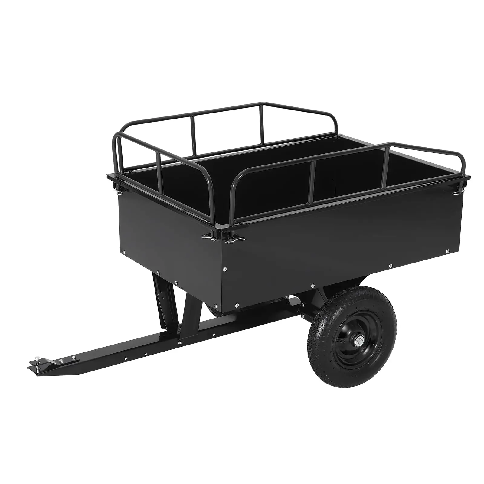 750LB Heavy Duty Garden Dump Cart, 15 Cu ft Garden Trailer Steel Garden Cart with Removable Sides, Utility Wagon Tow