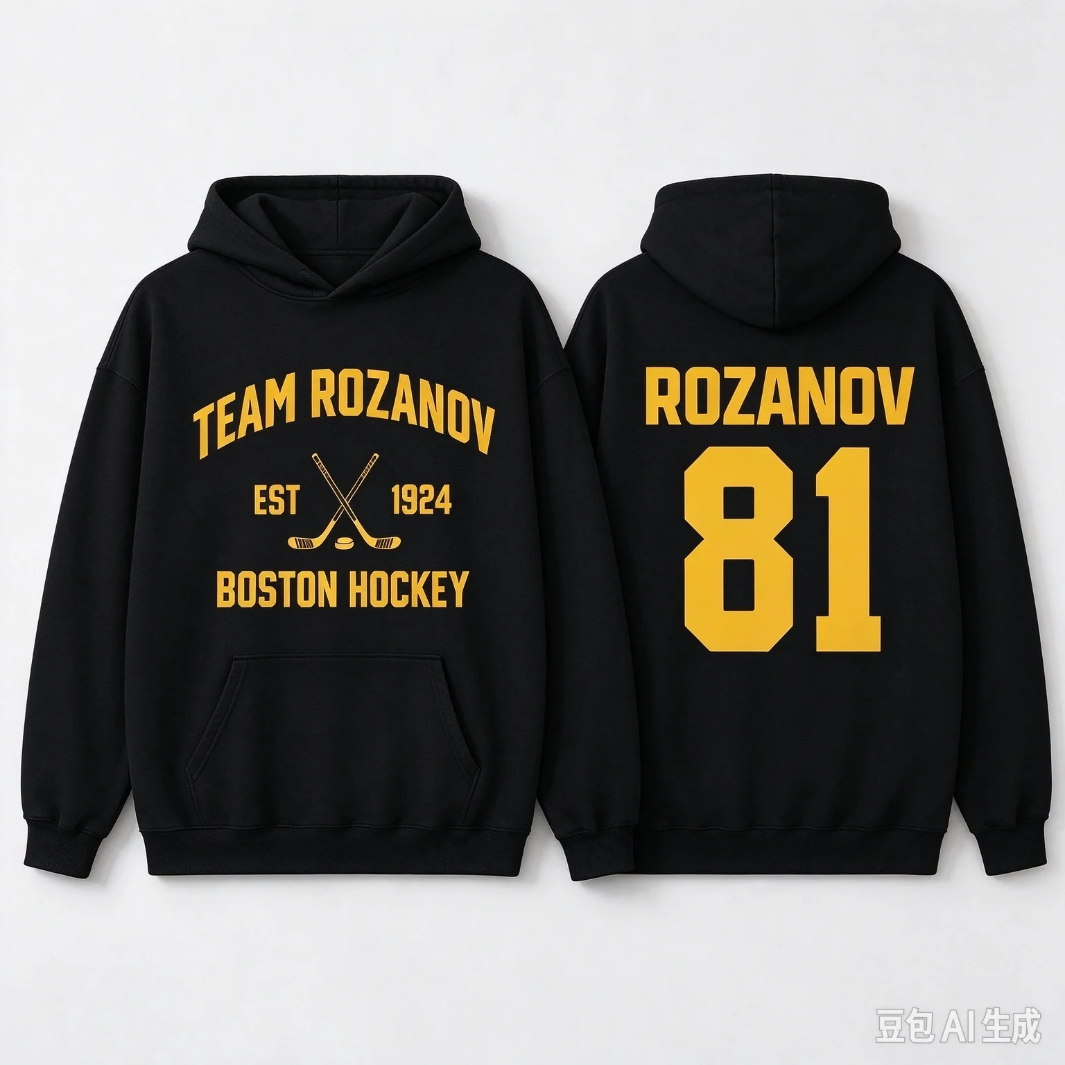 Unisex Hoodie Sweatshirt, Front Back Number & Letter Print Pullover, Ice‑hockey Book Fandom Casual Long Sleeve Hooded Top