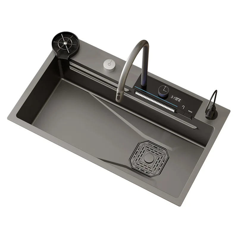 

Light luxury, single slot, digital display, stainless steel, sink, embedded, cup washer, household