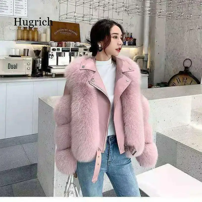 Women\'s Jacket 2021 Winter Fashion Fox Artificial Fur Coats Leather Female Jacket Wholeskin Female Parkas