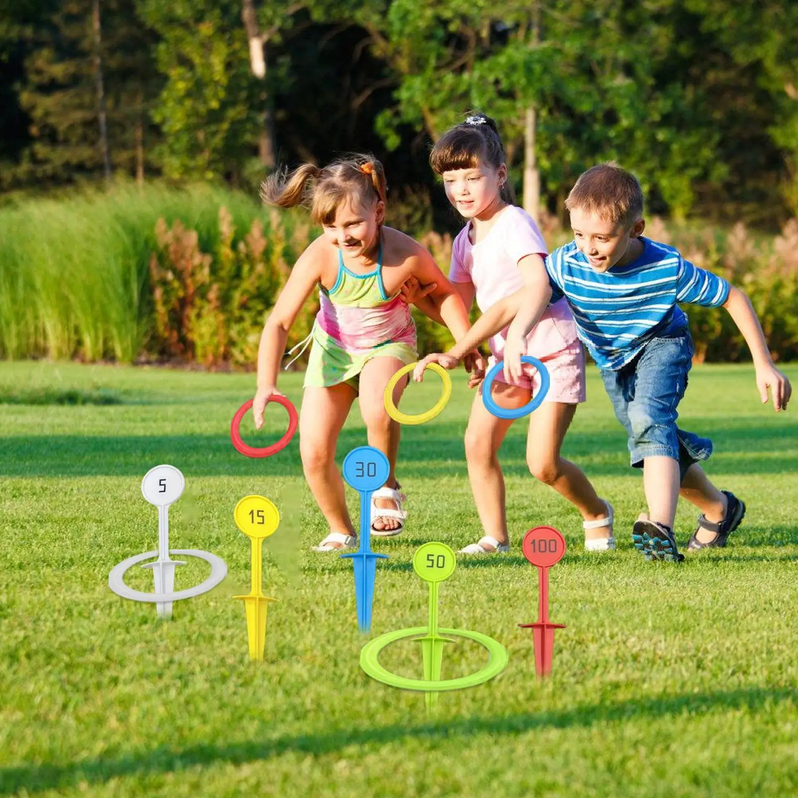 แหวนโยนที่มีสีสัน Interactive Toss เกม Backyard กีฬาเล่นของเล่นสําหรับครอบครัวเพื่อนเด็กวัยรุ่นเด็กผู้หญิงเด็กสนามหญ้า