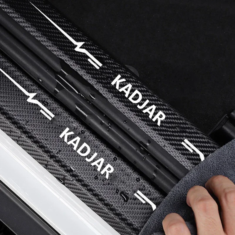 Car Door Sill Scuff Plate Trunk Bumper Scratch Guard Stickers for Renault KADJAR Auto Carbon Fiber Door Pedal Protective Strips