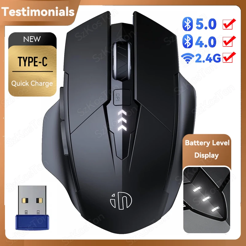 Bluetooth Compatible Mouse Rechargeable 2.4G PM6 Wireless Mouse Office Mute Support PC Laptop Tablet Smartphone Universal