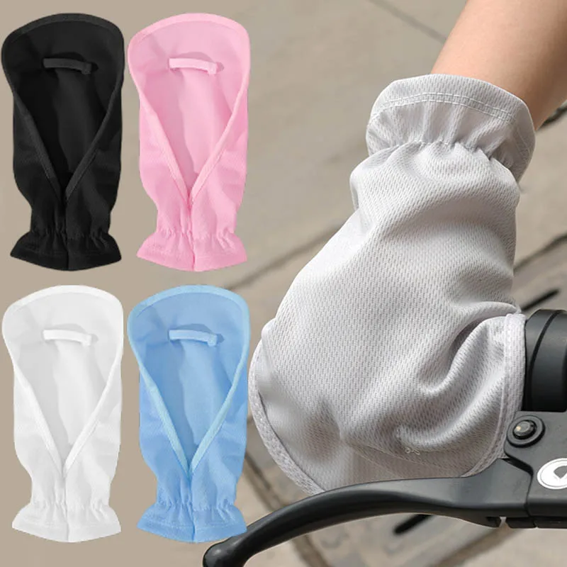 

Summer Sunscreen Gloves Women Thin Ice Silk Anti-ultraviolet Dew Finger Screen Driving Riding Non-slip Breathable UPF 50