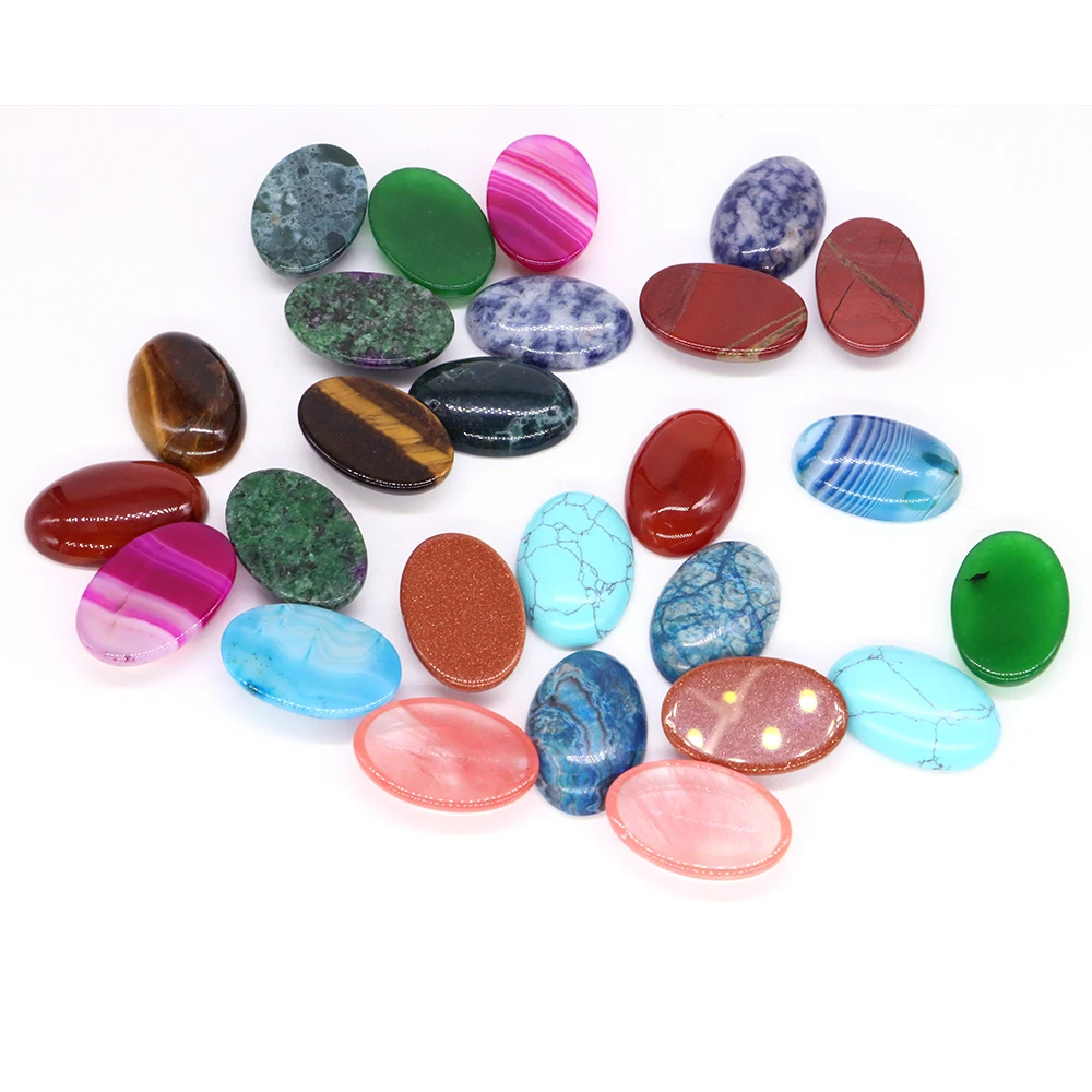 20pcs/Set Natural Stones Oval Cabochon Beads Healing Crystals Pendant Ring Earring DIY Jewelry Making Accessories Lots Wholesale