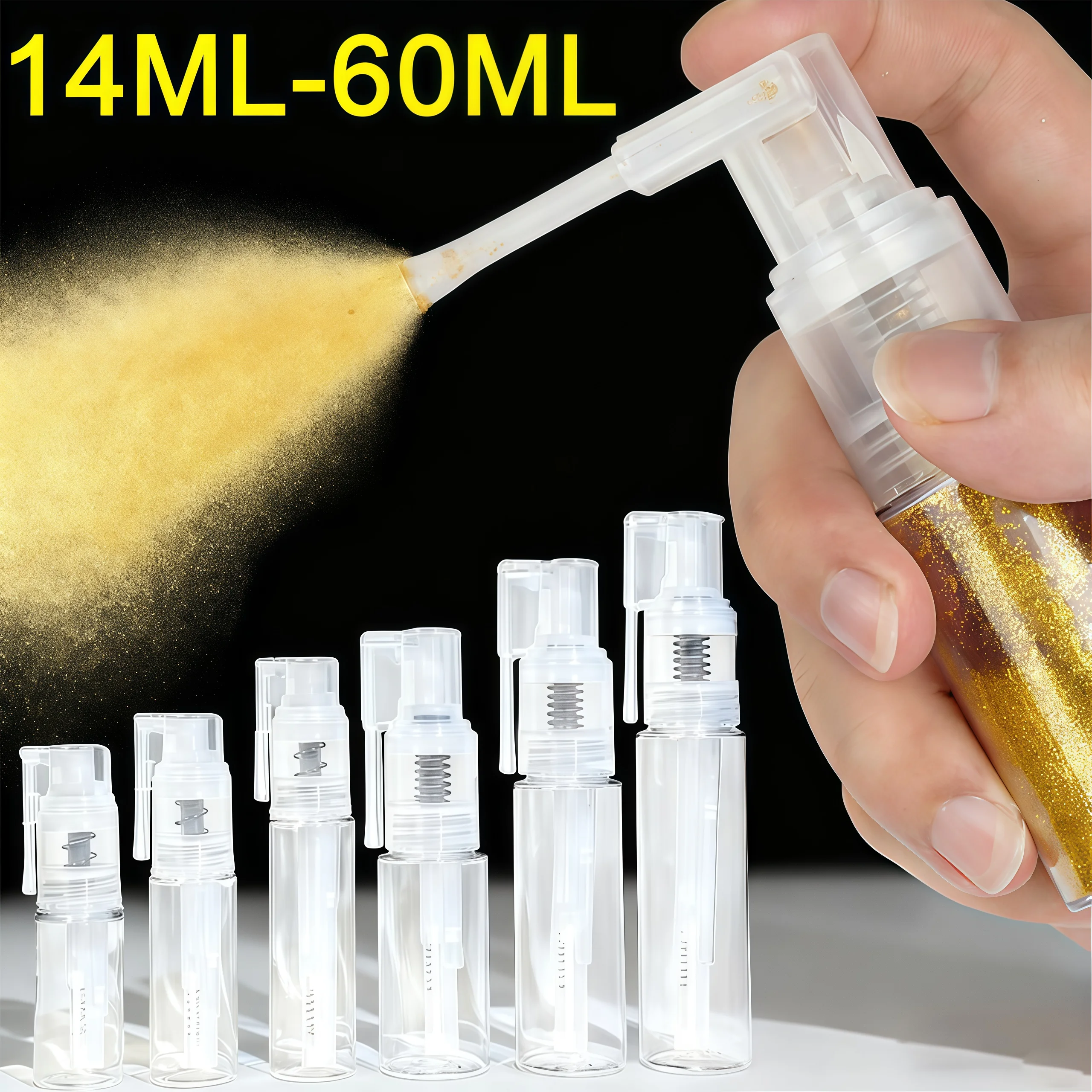 Refillable Powder Spray Bottle, Glitter Spray Bottle with Pump Design, Portable Travel Essential, Can Be Used to Spray Powder and Glitter on Nails, Hair, Body, and Face, Compact and Ready to Use, for Travel, Personal Care, and Minimalism