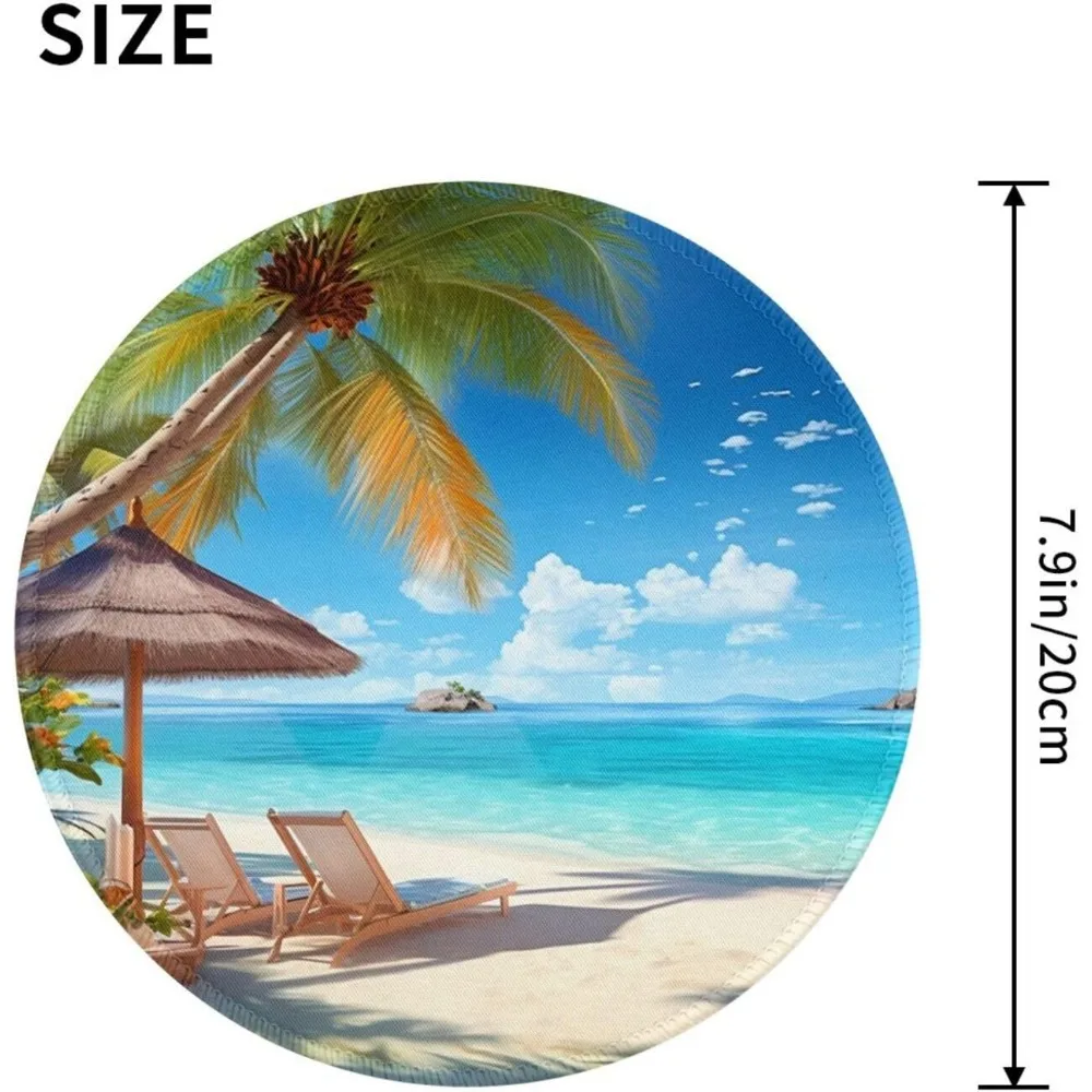 Tapis de souris de jeu confortable, 8 pouces, pour vacances d'été, plage, avec bords cousus et base en caoutchouc antidérapante, pour souris d'ordinateur étanche