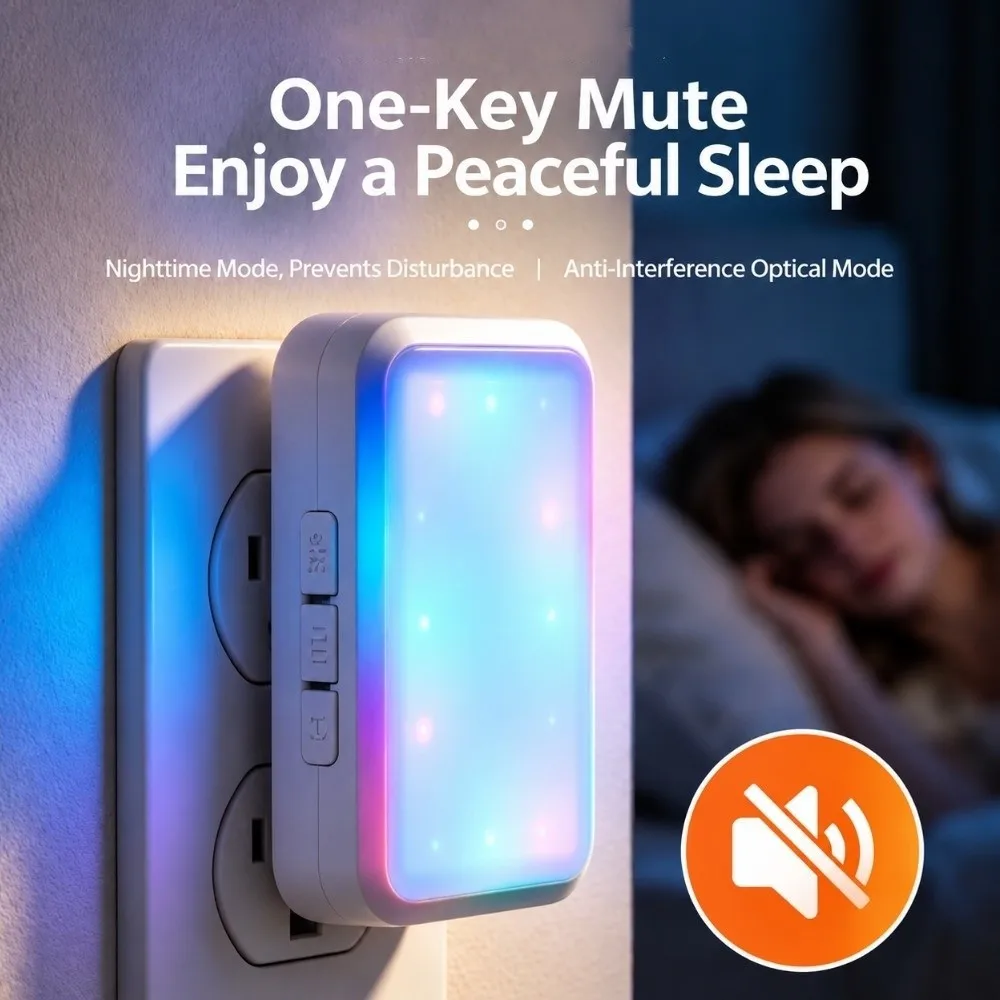 Battery Free Wireless Doorbell Waterproof Clear Ringtone Self Generating Power Bright Flash Alert Simple To Install