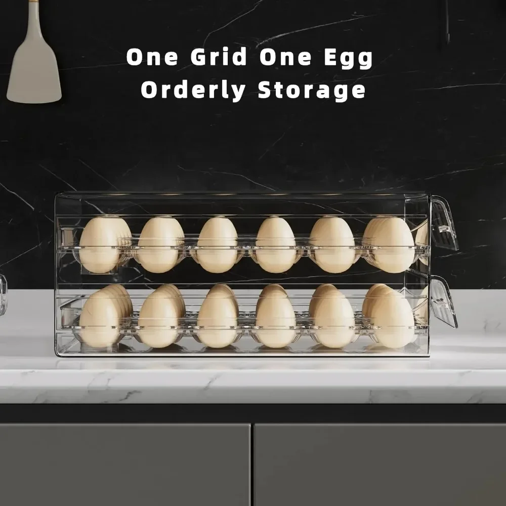 Clear 60 Egg Container for Refrigerator, Egg Holder for Fridge,Stackable Eggs Storage Container, Egg Fresh Storage Box Tray