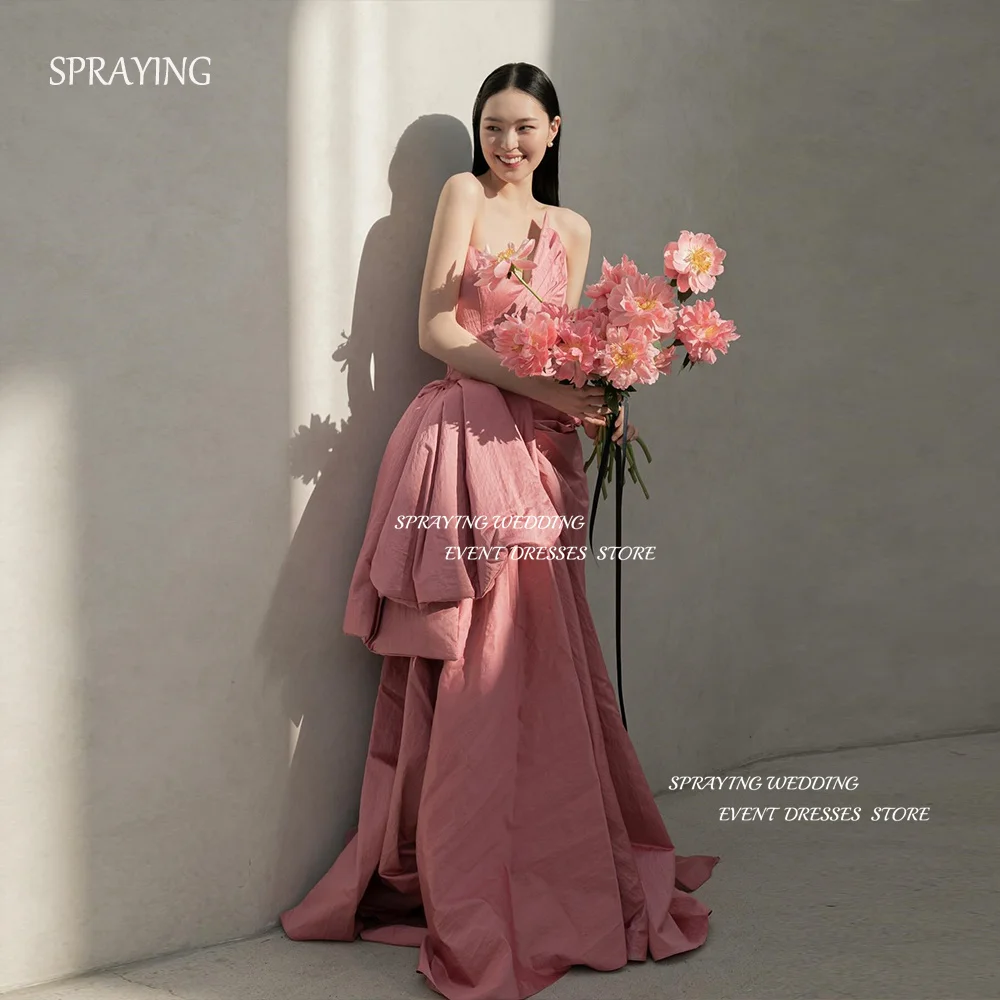 

SPRAYING Strapless A line Evening Gown Pleat Simple Elegant Korea Wedding Party Dresses 2025 Photo Shoot Bridal Gown Customized