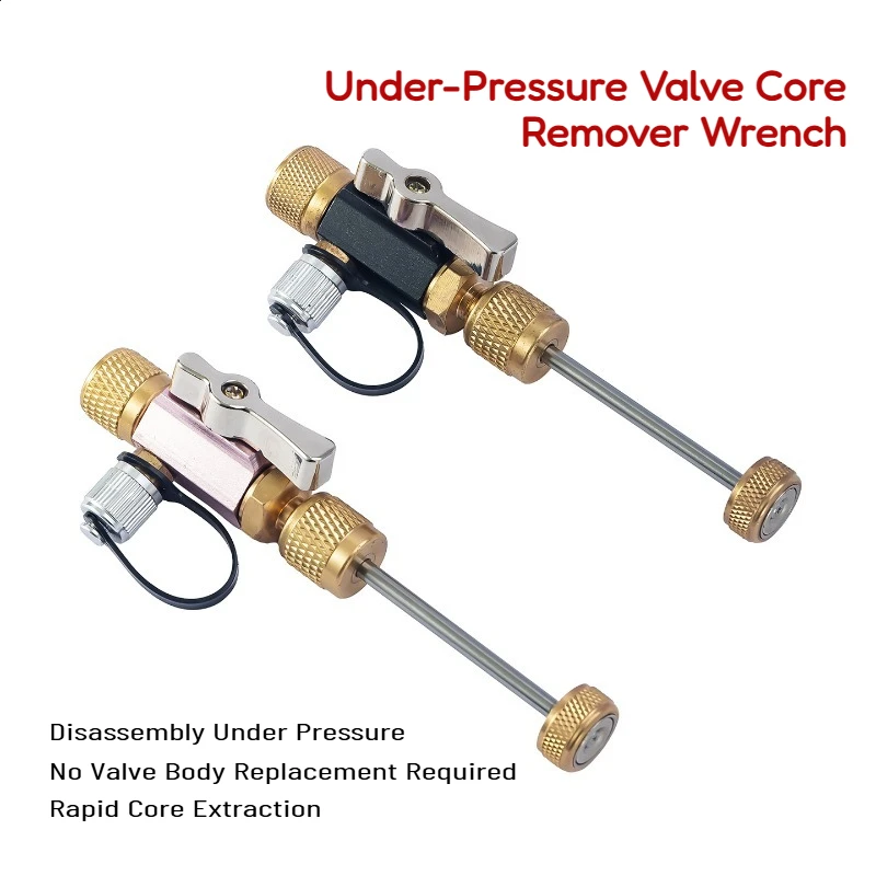 Vacuum Rated Valve Core Removal Tool 5 16 Female To 1 4 Male Flare HVAC Installer With Ball Valve For R410A R32 Recovery Service