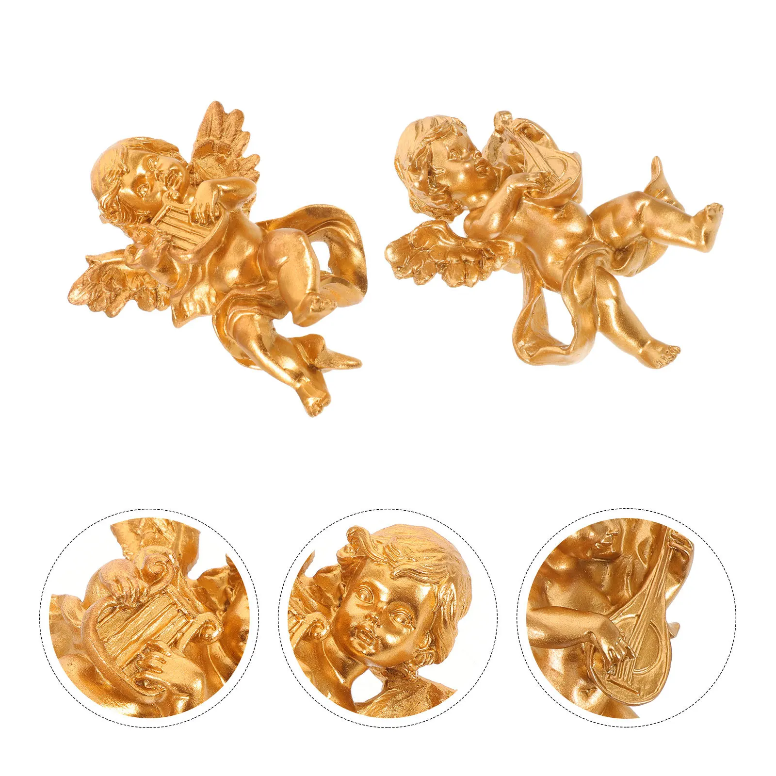 

2Pcs Vintage Cherub Wall Art Resin Angels Hanging Sculpture Elegant Garden Balcony Decoration Ornate Winged Cupids Wall Hanging