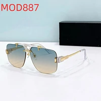 Original MOD887 lujo UV400 gradiente conducción antideslumbrante sin montura hombres gafas de sol marco de aleación moda clásica mujeres pareja gafas
