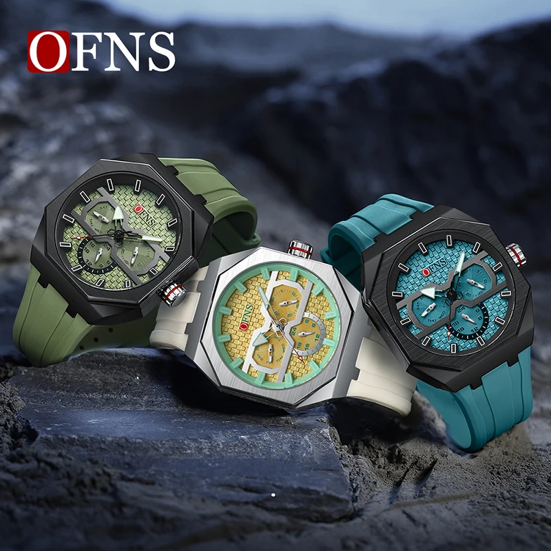 OFNS Top Brand Luxury Quartz Watch Men High Quality Stainless Steel Dress Wrist Watch Man Waterproof Chronograph Quartz Watches