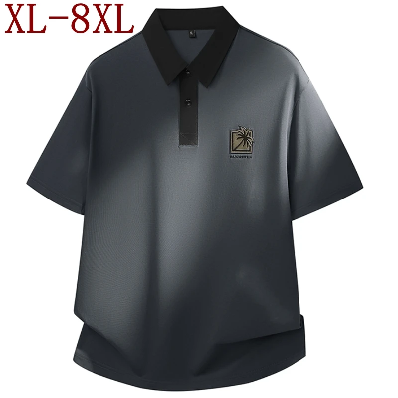 

8XL 7XL 6XL 2026 New Summer High End Luxury Soft Cotton Polo Shirt Man Tops Tee Fashion Printed Mens Shirts Lapel Loose T-shirts