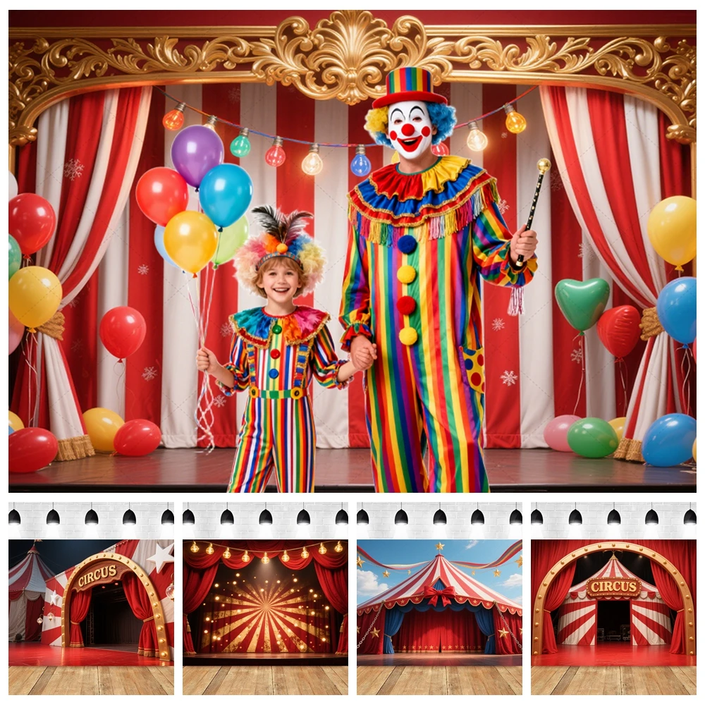 

Circus Red Tent Carnival Backdrop Baby Shower Kids Birthday Party Photo Booth Customizable Balloon Star Photography Background