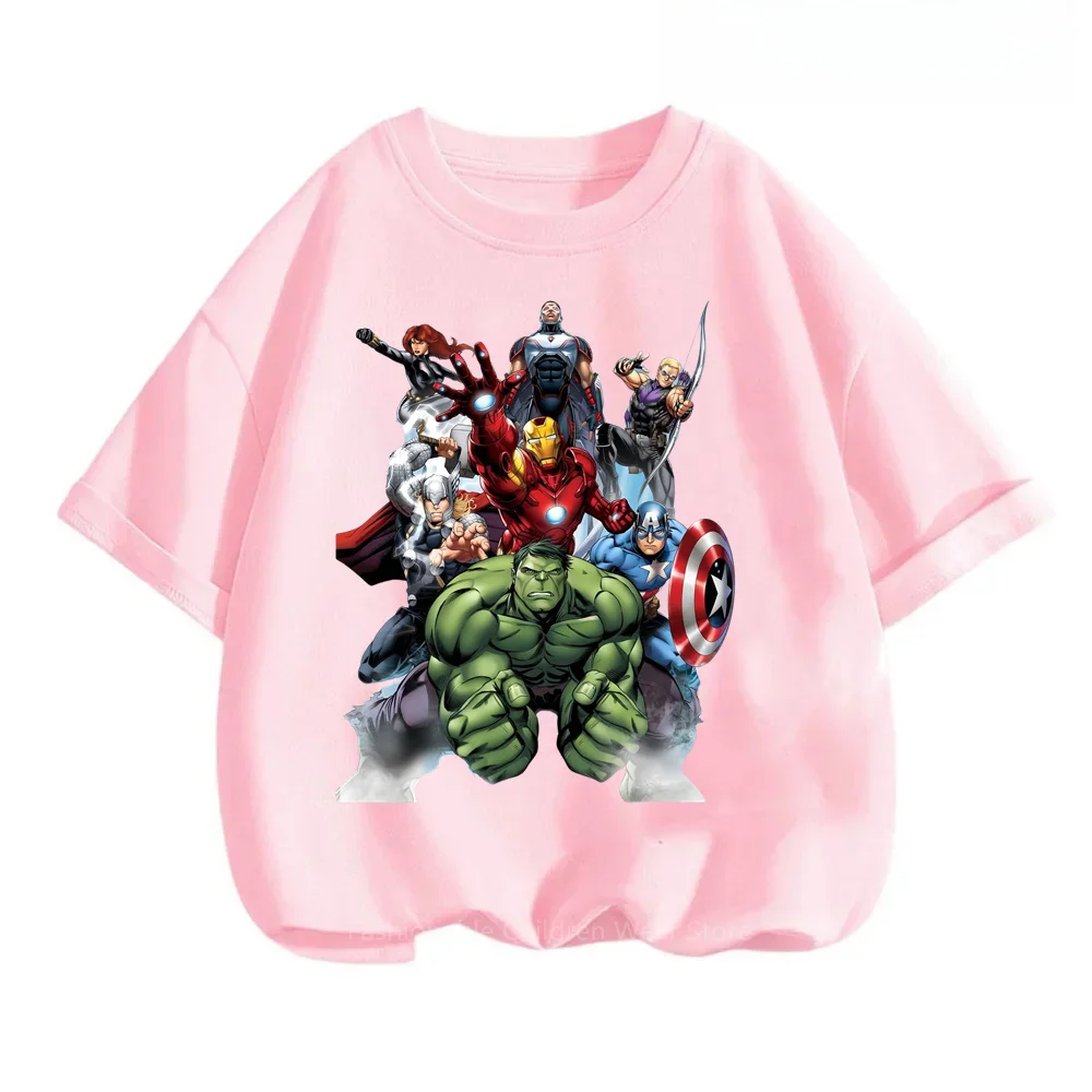 Summer Hits with Marvel's Avengers Crew Trendy Comic Prints on Hip-Hop T-shirts for Kids Stylish O-neck Super Soft Casual Wear