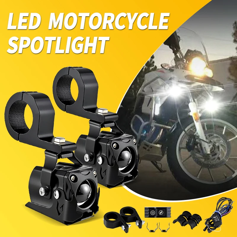 

1Set Front Fog Lamps Motorcycle Headlights For BMW F800R 2006-2014 Hi/Lo Beam Universal Auxiliary Spotlight DRL 6000K 80W LED