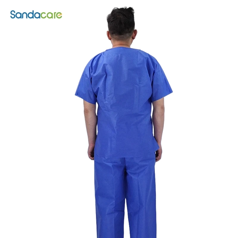Disposable Hand Washing Suit Summer Short Sleeved SMS Non-Woven Waterproof and Dustproof Isolation Suit Long Sleeved Split Set