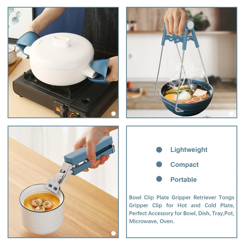 Silicone Slip-Resistant Gloves,Anti-Hot Clamp Gripper,Anti-Hot Pot Pan Hot Dish Plate Bowl Gripper Clip Tool(Suit)