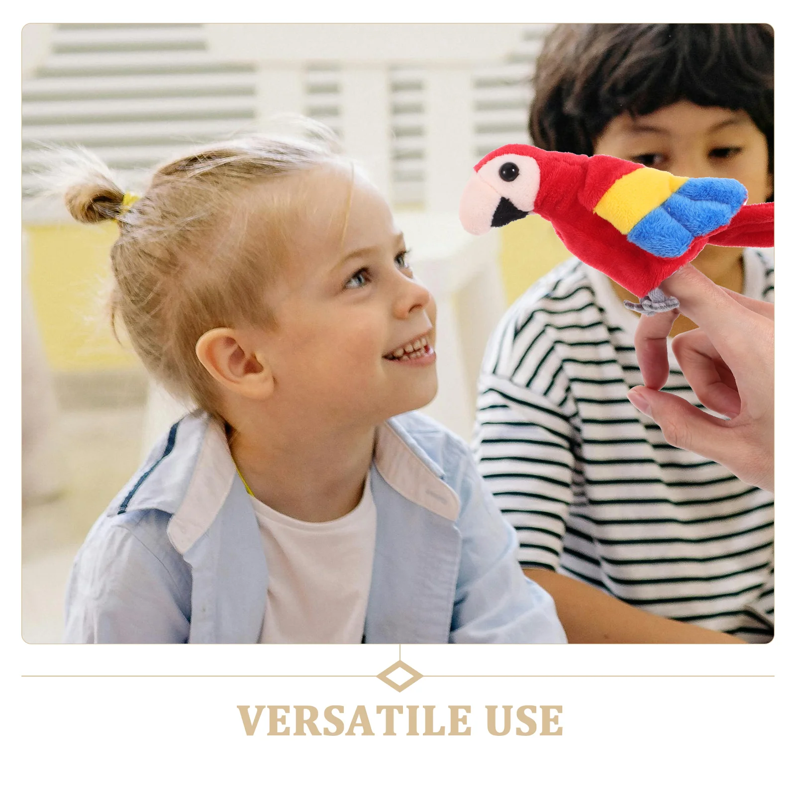 1 Mini pappagallo burattino da dito realistico uccello farcito peluche burattini a mano bambini di età compresa tra 4 e 8 giocattoli movimento flessibile narrazione creativa