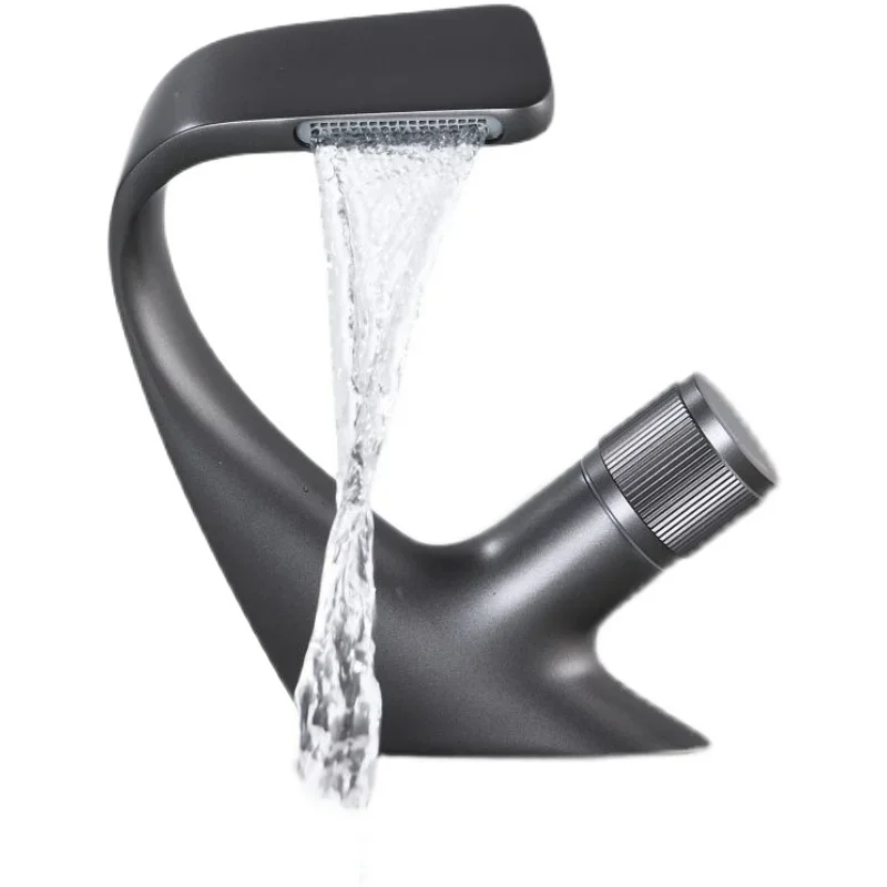 

Gray Bathroom Basin Faucet Hot and Cold Black Sink Faucet Mixer Faucet Lavotory Faucet Bathroom Vessel Sink Mixer Taps Brass