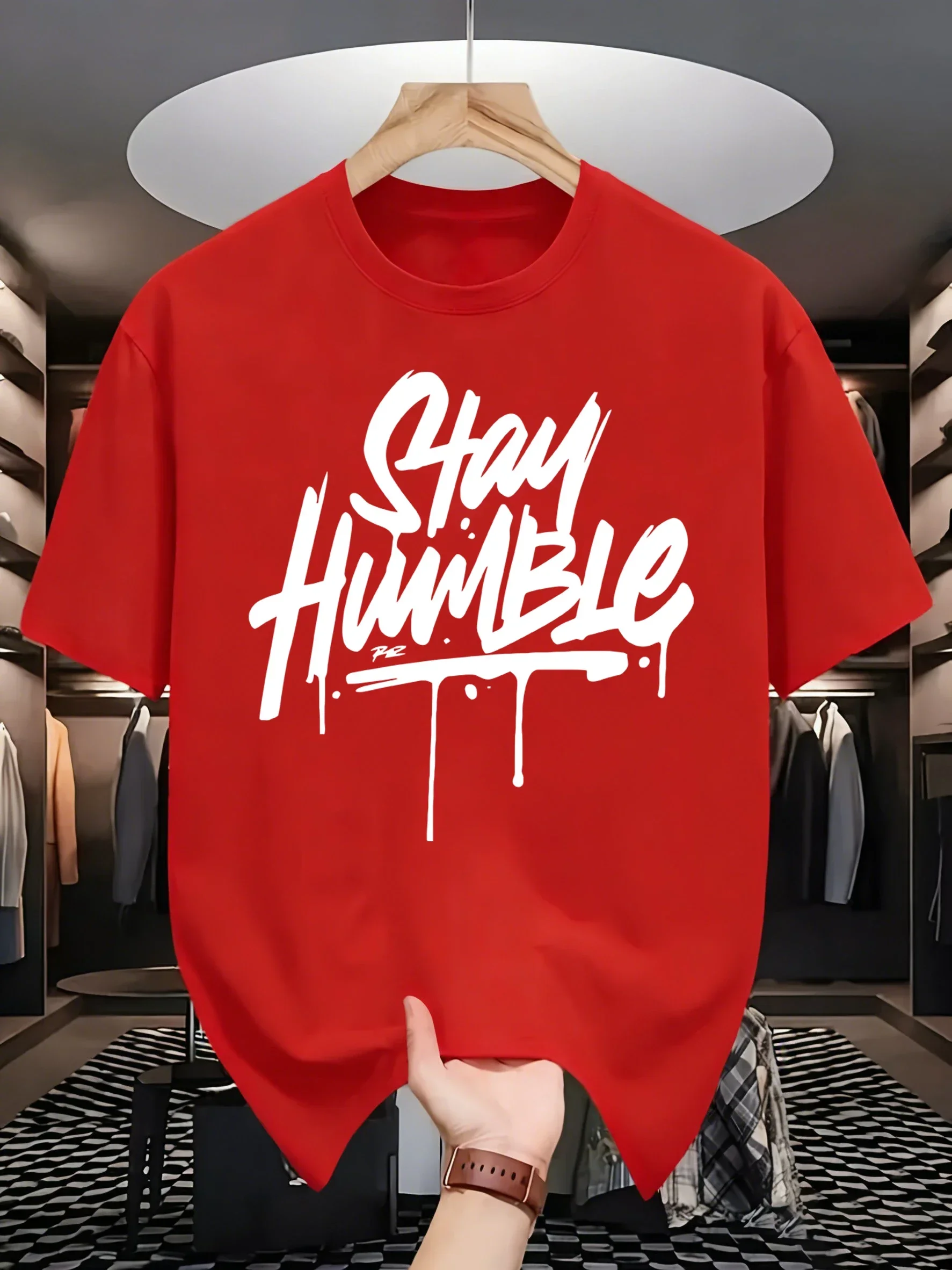 Stay Humble Eye-Catching Printing Man T Shirts Hip Hop O-Neck Short Sleeve Casual Cotton Retro Tee Unisex Fashion Clothing