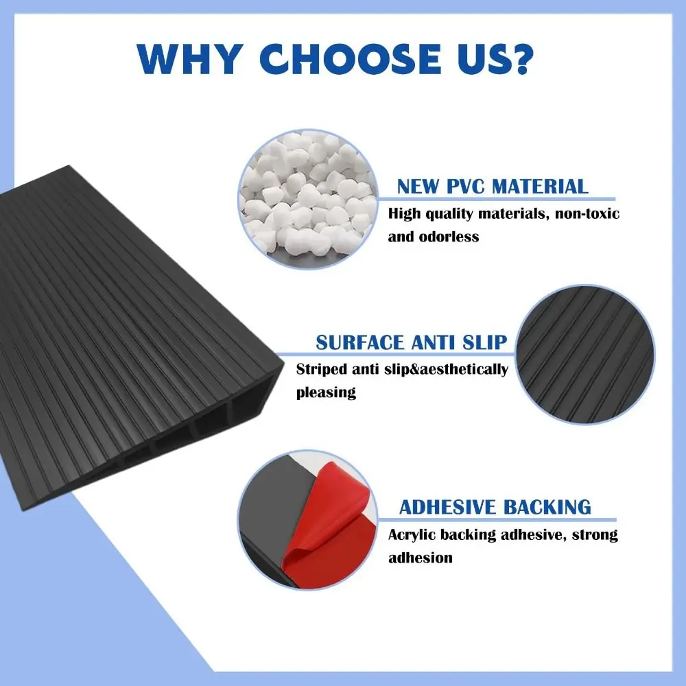 Carpet To Tile Rise Threshold Ramps 60cm Self Adhesive Wheelchairs Ramps Soft PVC Floor Transition Strip Wood/Tile Floor