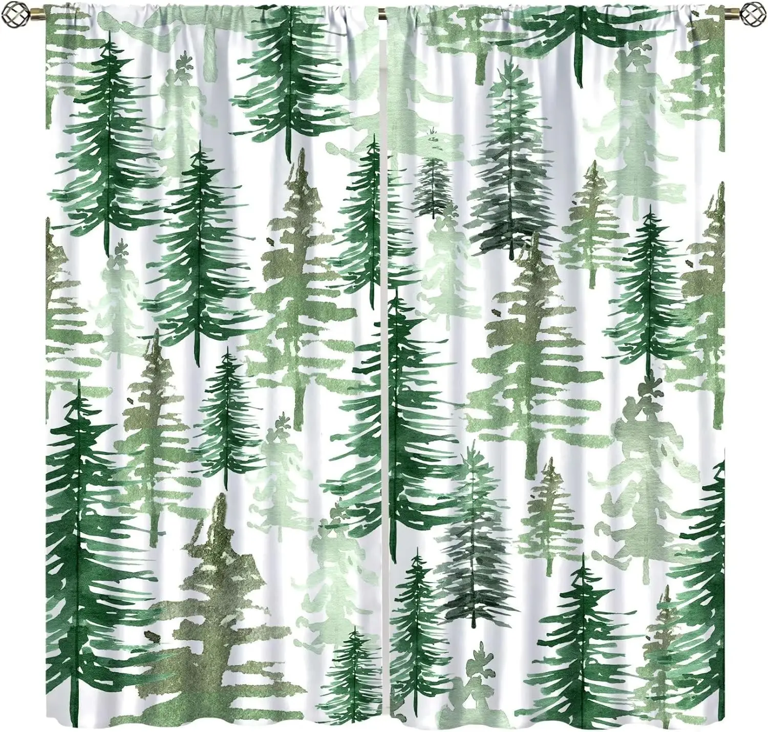 Country Forest Curtain Wild Animal Bear Deer fox Wolf Country Printed Curtain Semi-blackout Curtain Bedroom Living Room 2Panels