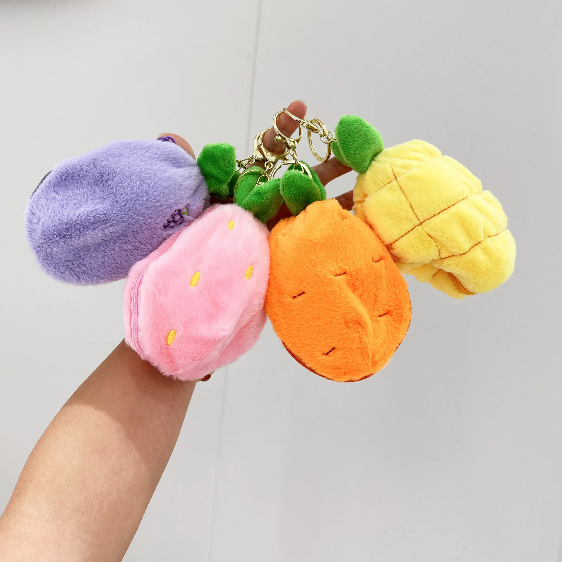 Creative Keychain fruit cross dressing dog doll pendant plush toy cute Joyful dog doll bag pendant