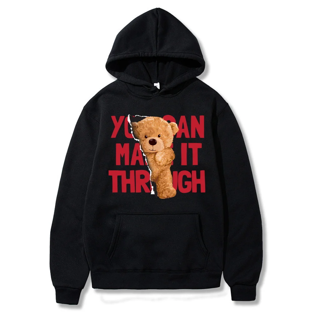 

Hoodies Fashion Men Women Top Cute Bear Print Long Sleeve Sweatshirt Casual Loose Blouse Harajuku Pullover All-match Streetwear