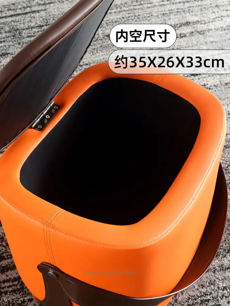 %G# Light Luxury Saddle Storage Stool, Italian Handheld Leather Shoe Changing Bench for Entryway, Home Ottoman Footrest for Sofa