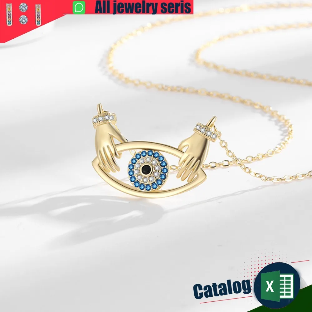قلادة عين الشيطان للسيدات على الموضة معانقة الأيدي وسلسلة الترقوة الفاخرة