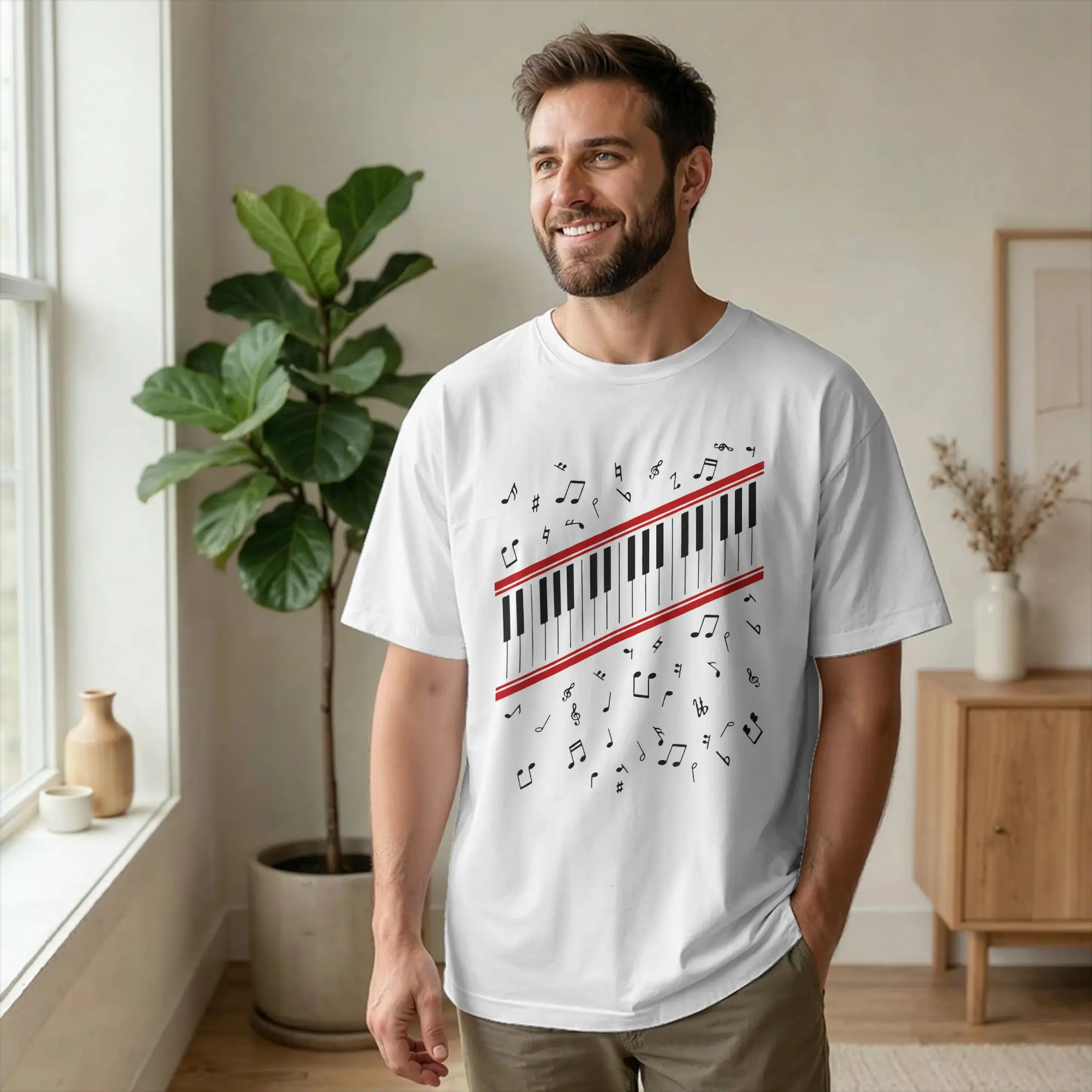 Piano Beat it Music Cosplay Costume Men T Shirt  Funny Tee Shirt Short Sleeve Round Neck T-Shirts Cotton Graphic Clothing