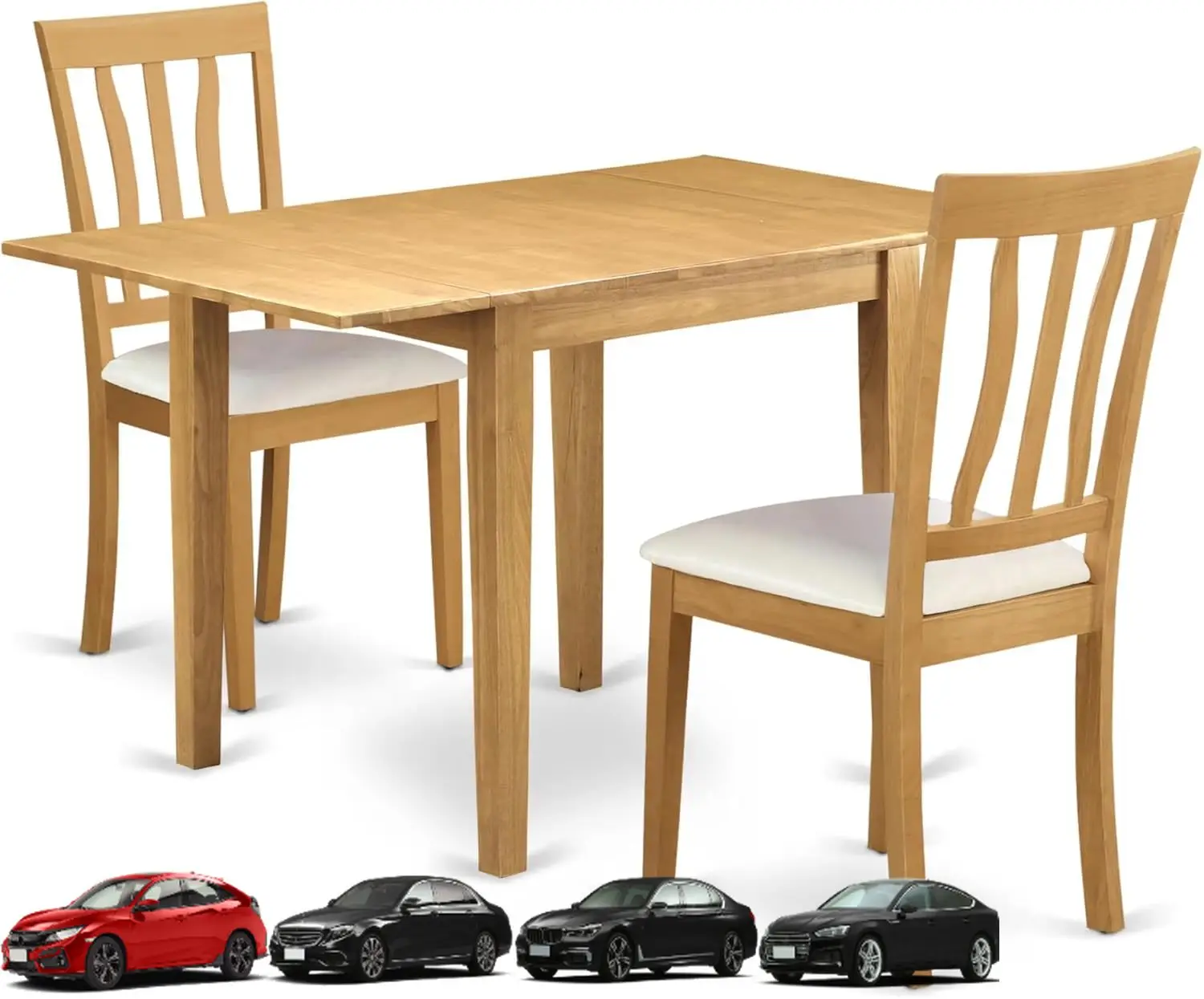 

East West Furniture NDAN3-OAK-LC Набор из трех обеденных столов для небольших помещений содержит прямоугольный обеденный стол с каплевидным листом