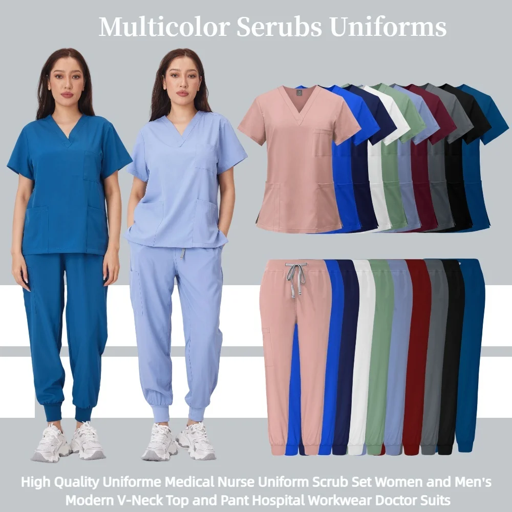 Unisex Medical Uniforms Men Women Nursing Clothes Beauty Costume Nurse Scrubs Sets Doctor Dentist Workwear Clinical Tops Pants