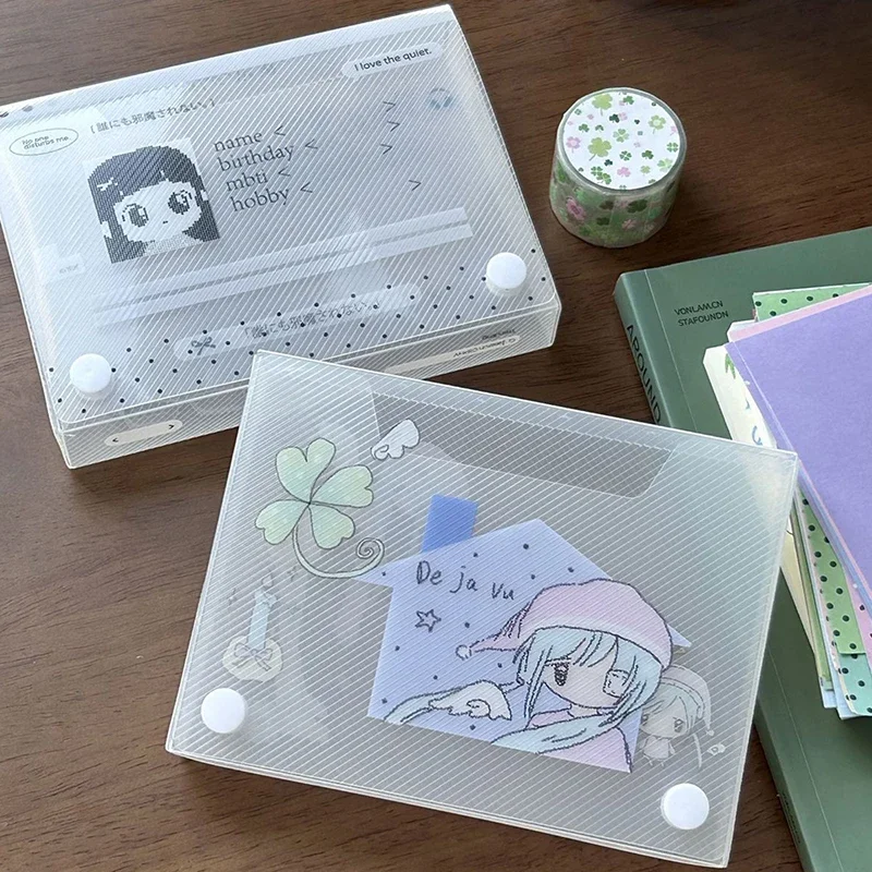 

Plastic Documents Filing Storage Bag, Student Organizer, Information Pocket Folders, Cute A6 File Bag