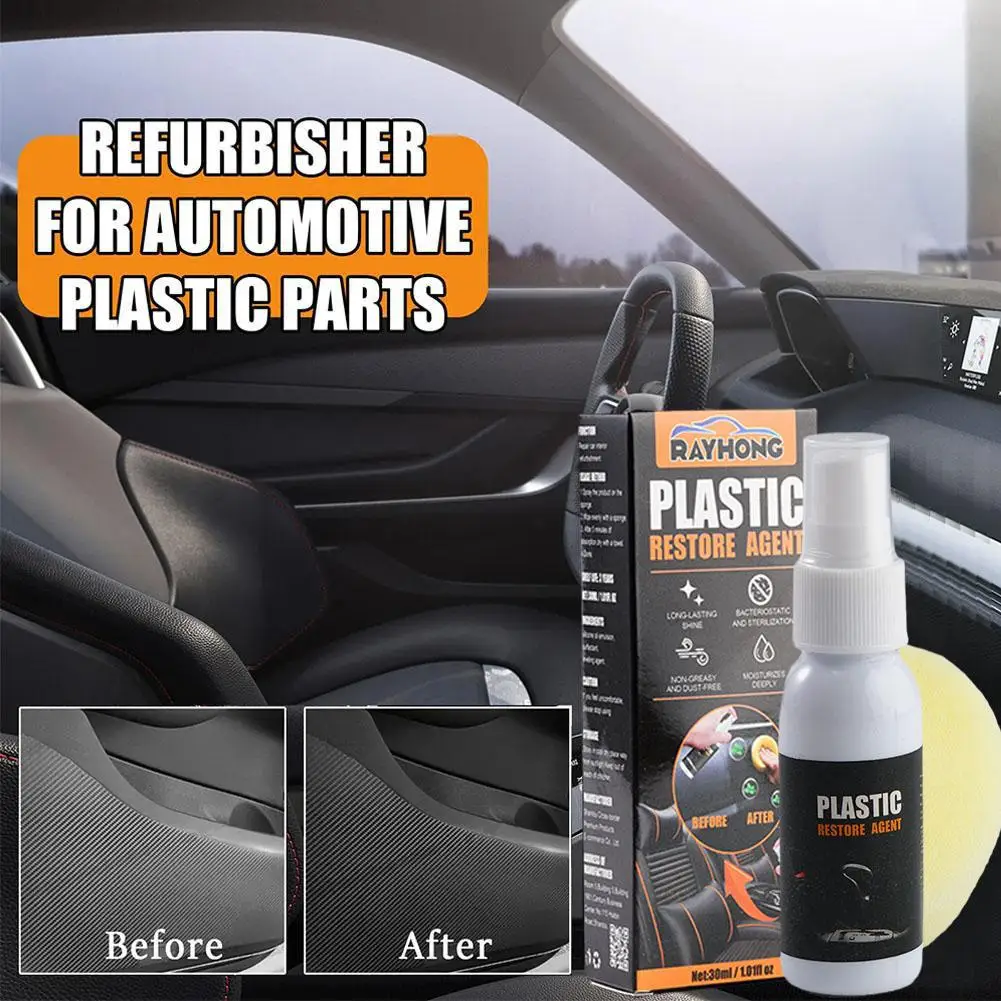 30ml Automotive Plastic Parts Refurbishing Agent Plated Wax Agent Panel Instrument Coating Plastic Automotive Crystal Polis J9K7