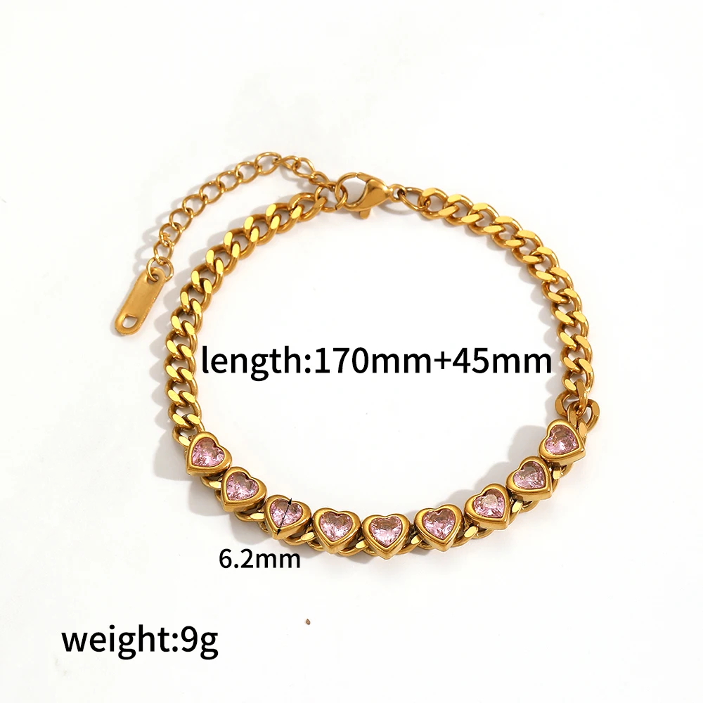 Zierliches Armband aus Edelstahl mit glänzendem Zirkon, 18K vergoldet, wasserdichter Schmuck, Geschenk für Frauen – Detail 9