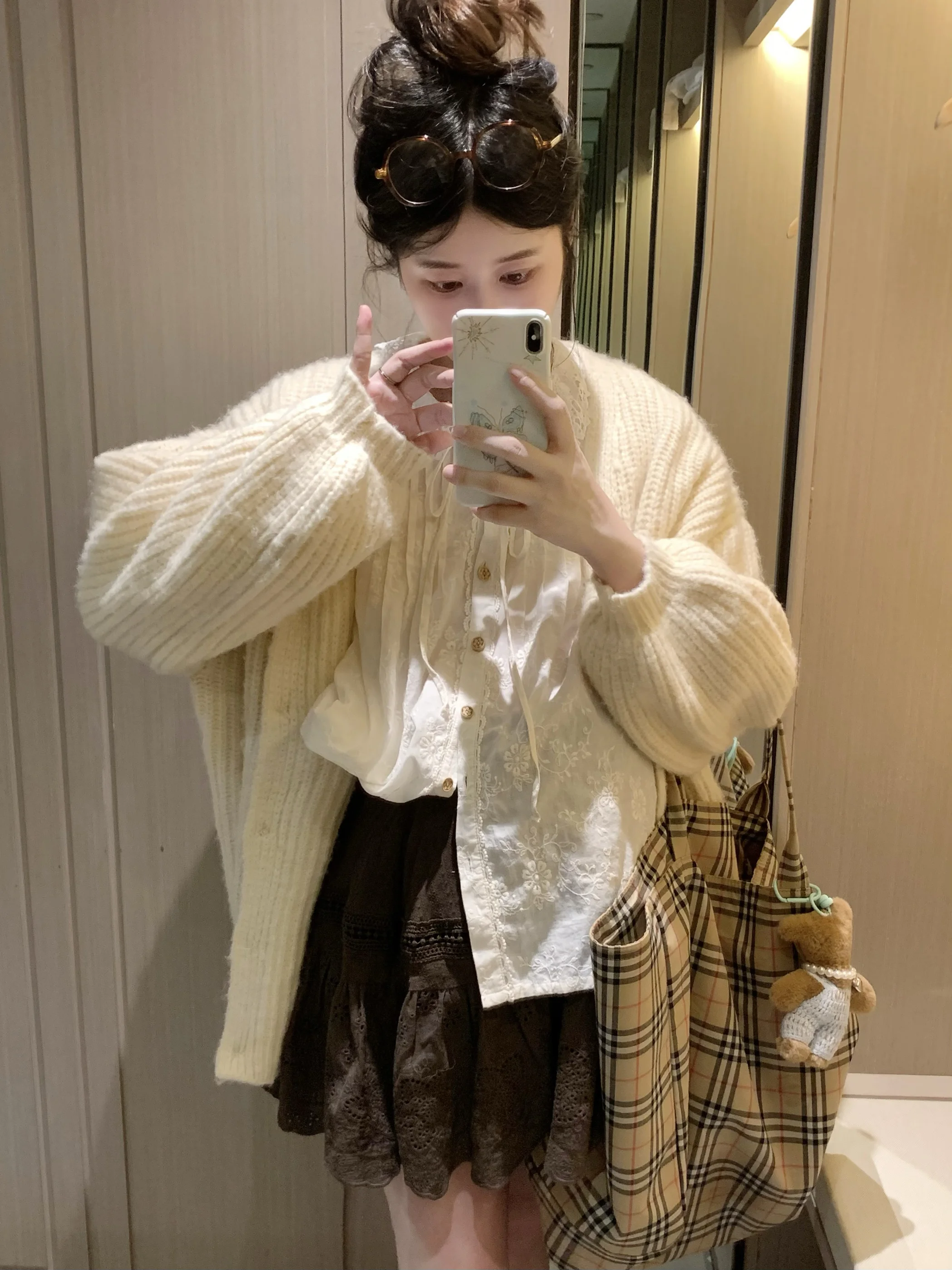 

Розовый свободный кардиган Pinkmoon Cry Pancake Mijiang с асимметричными пуговицами, повседневный свитер-жакет для женщин, осенняя модная одежда