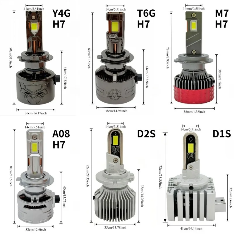 H7 D1S D2S LED Headlight 12000LM 4800K 6500K  CANBUS 2PCS Car Headlamp Replacement with Copper Cooling