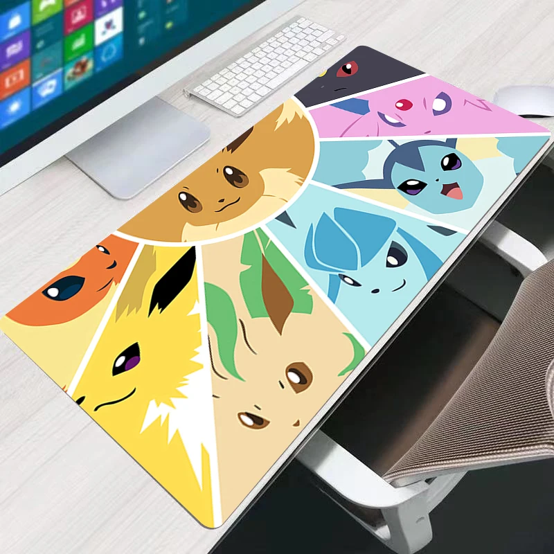 Alfombrilla de ratón de ordenador de Anime, alfombrillas de ratón de Pokemon Eevee para Gamer, alfombrilla de ratón para juegos, alfombrilla suave para escritorio, alfombrilla para teclado de ordenador portátil de oficina, alfombra para ratón